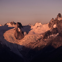 Sunrise over the Bugaboos - from the Lodge.