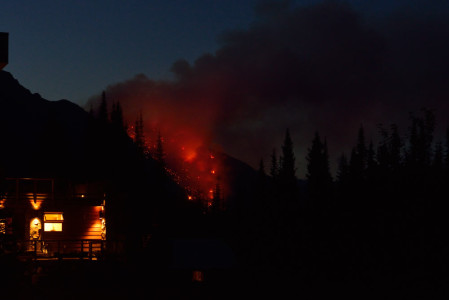 The yellow lights are the lodge windows - yikes!